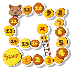 Wall Mural - game design with bear and numbers