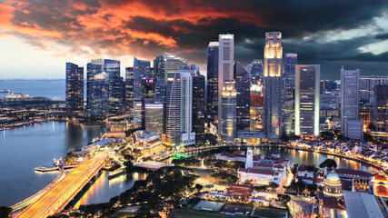 Wall Mural - Singapore skyline at a sunset