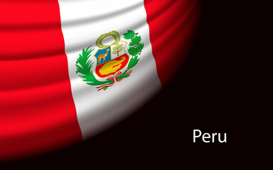 Wave flag of Peru on dark background.