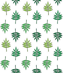 Wall Mural - Vector seamless pattern of hand drawn sketch doodle green leaves isolated on white background