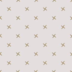 Poster - Vector golden minimalist seamless pattern with small crosses or tiny stars. Simple gold minimal geometric texture. Repeat wide design for decor, wallpapers, fabric and textile.
