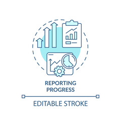 Wall Mural - Reporting progress turquoise concept icon. Business analyst responsibility abstract idea thin line illustration. Isolated outline drawing. Editable stroke. Arial, Myriad Pro-Bold fonts used