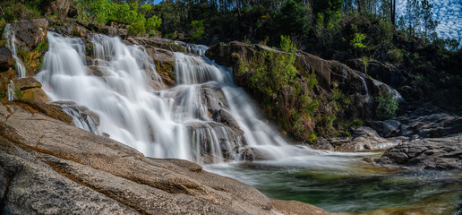 Wall Mural - view of the Cascata Fecha de Barjas waterfalls in the Peneda-Geres National Park in Portugal