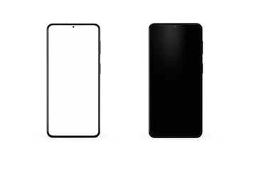 Wall Mural - Set of Two Realistic smartphones mockup. Mobile phones with blank white and black screen. 3d rendering.