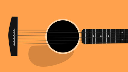 Acoustic guitar close-up, EPS 10 vector illustration. Minimalist guitar background.