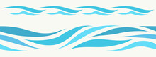 Seamless Beautiful Waves. Vector Blue Marine Pattern. Stylized Design.