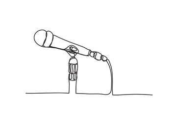 Wall Mural - microphone on a white background , continuous line drawing, vector design