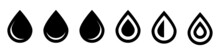 Waterdrop Icon Set. Vector Black Water Drop Icon Set. Droplet Collection. Icon Template. Vector Graphic.