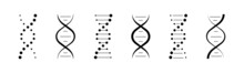 DNA Vector Icons Set. Genetic Concept. Life Gene Model Bio Code Genetics Molecule. Molecule, Chromosome Icon Set. Pictogram Of Dna Vector, Genetic Sign, Elements And Icons Collection. Vector