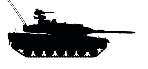 Leopard 2 main battle tank, German army fighting vehicle, military vehicle. Detailed realistic silhouette