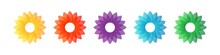 Colorful Lotus Flowers Set. Color Wheel Flower On White Background. Color Blend Lotus. Rainbow Gradient Flower Set. Vector Graphic.