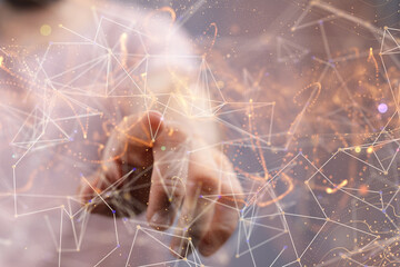 Global network. Blockchain. 3D illustration. Neural networks and artificial intelligence. Abstract