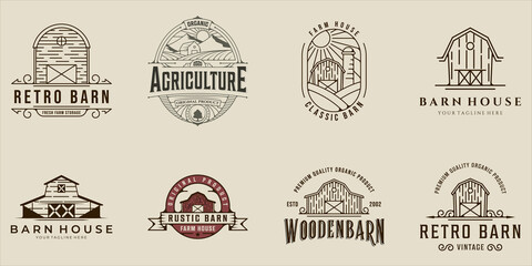 Wall Mural - set of barn logo line art vintage vector illustration template icon graphic design. bundle collectio