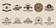 © zyxroun - set of coffee shop logo line art vector vintage illustration template icon graphic design. bundle collection of various drink or beverage sign or symbol for cafe or business restaurant with badge