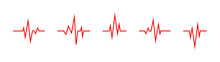 Heart Bit Line Icon Set. Heart Beat Pulse Flat Icon. Heartbeat Vector Icon. Heartbeat Line With Heart Shape. Cardiogram Line Icon. Pulse Icon. Vector Graphic EPS 10