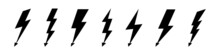 Electric Lightning Bolt Symbols. Electric Thunderbolt Set. Lightning Bolt Flash Icons. Lightning Vector Icon Set. Flash Icons Collection. Bolt Logo Set.Flash Light Sign. Vector Illustration