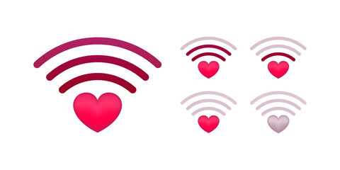 Canvas Print - Love wifi wireless wi-fi hotspot. Internet network. Heart signal. Love connection. Vector stock illustration.