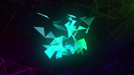 Wall Mural - linear plexuses with geometric shapes. motion. geometric shape with lines and angles in futuristic w
