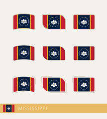 Poster - Vector flags of Mississippi, collection of Mississippi flags.