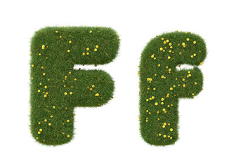 Wall Mural - Realistic grass alphabet isolated on white background. Collection. 3D image.