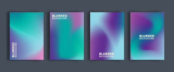Wall Mural - Blurred backgrounds set with modern abstract blurred color gradient patterns. Smooth templates collection for brochures, posters, banners, flyers and cards. Vector illustration.