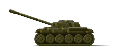 Digital 3d illustration or icon of a military tank