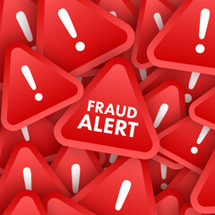 Poster - Fraud alert. Security Audit, Virus Scanning, Cleaning, Eliminating Malware, Ransomware. Vector stock illustration.