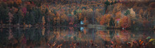 Chalet Water Reflection In Fall, Québec