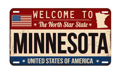 Poster - Welcome to Minnesota vintage rusty license plate