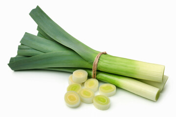 Wall Mural - Fresh leek stems and leaves