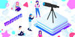 © Petr - Telescope isometric design icon. Vector web illustration. 3d colorful concept