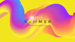 Colorful 3d flow shape. Liquid wave modern banner. Fluid summer background. Vector graphic