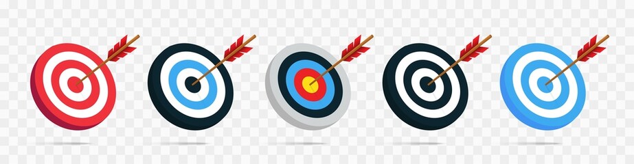 target with arrow icon set. archery target with arrow. archery target with arrow isolated on transpa