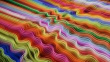 Orange, Pink And Green Colored Swirls Form Colorful Neon Lines Background. 3D Render.