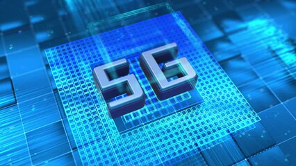 Wall Mural - 5G communication chip, high tech product equipment, future intelligent Internet, technology big data analysis.