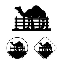 Retro Vintage Camel Farm ,set Emblem Label Logo Design