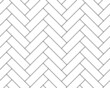 Herringbone parquet tile, vector seamless pattern of floor white background. Black line herringbone parquet tile of geometric diagonal bricks in zigzag, floor or wall interior pattern background