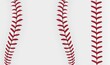Baseball lace pattern, baseball ball stitch pattern. Vector 3d red wavy and straight laces or thread on white leather background. Realistic softball texture, professional sports background