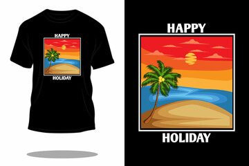 Wall Mural - happy holiday retro t shirt design