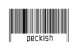 Digitalization concept. Barcode of black horizontal lines with inscription peckish