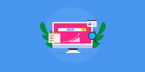 Wall Mural - successful search engine optimization strategy, increasing website visitors graph displaying on scre