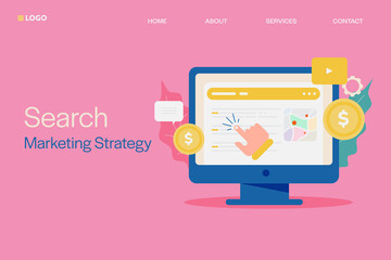 Wall Mural - search marketing strategy development, customer clicking on search engine ads, successful digital ad