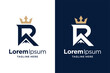 Letter r logo design with mountain and crown