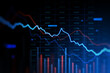 © Who is Danny - Blue falling downword forex chart on dark background. Crisis, stock and loss concept. 3D Rendering.