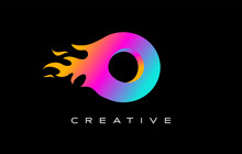 O Letter Flame Logo Design. Fire Logo Lettering Concept.