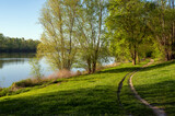 Fototapeta Natura - Rivage du fleuve Saône autour de Beauregard-sur-Saône dans le département de l'Ain au printemps