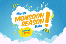 Creative Sale Banner Or Sale Poster Of Monsoon Season