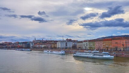 Poster - Sunset timelapse panorama of Budapest with Danube River, Hungary