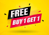 Fototapeta Panele - Buy 1 Get 1 Free, sale tag, banner design template, discount app icon. EPS 10.