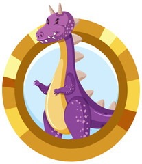 Poster - Cute purple dragon cartoon character